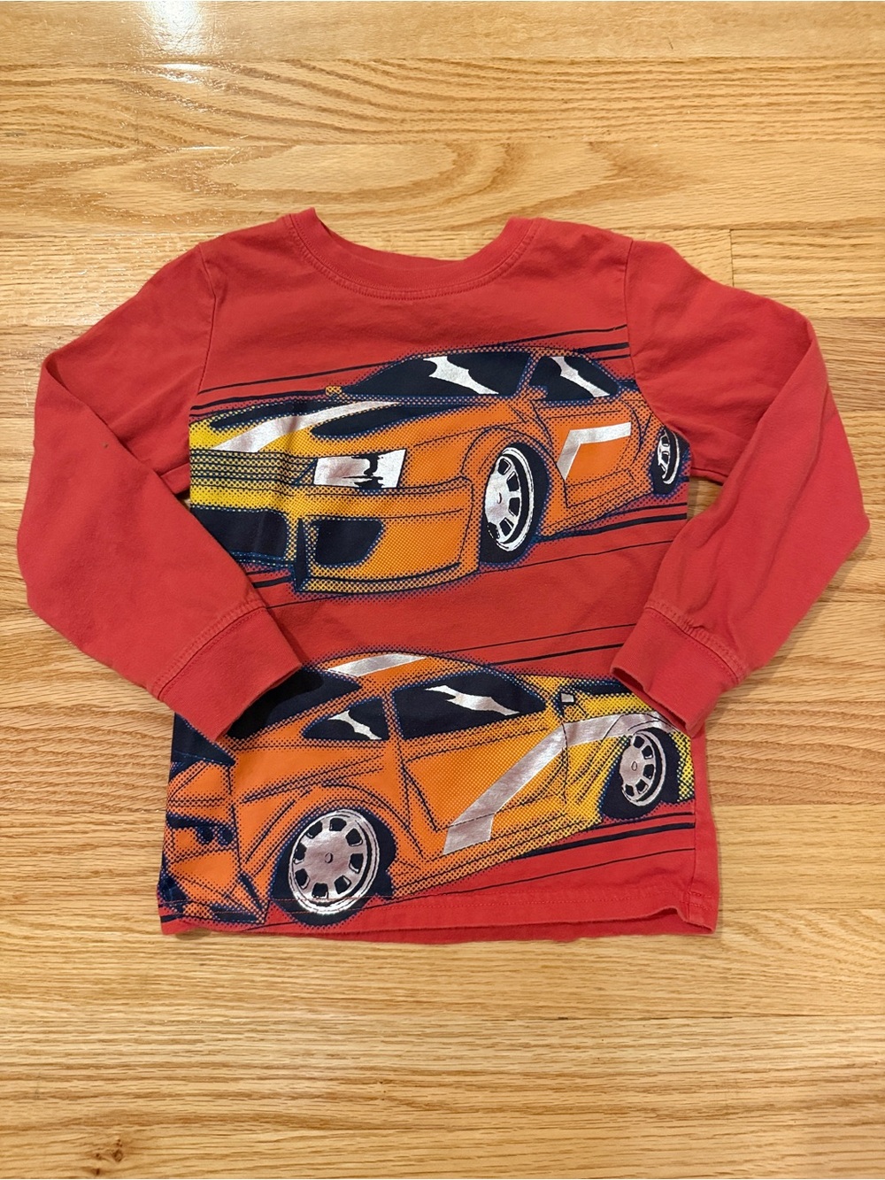 Carter's Red Long Sleeve Tee with Orange Race Car Design